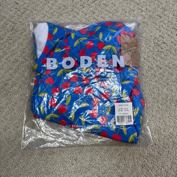 Boden Symi String Swimsuit Gallery Blue Cherry Scatter US 12 Long NWT - Picture 8 of 8